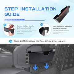 Adhesive backing and hooks securing the Tacoma console tray
