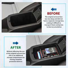 Tray neatly organizes keys, phone, and wallet within easy reach