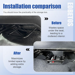 EDBETOS under-seat tray installation on Wrangler JL is tool-free and quick