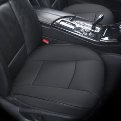 EDEALYN front seat bottom cover in black faux leather with soft padding for comfort.