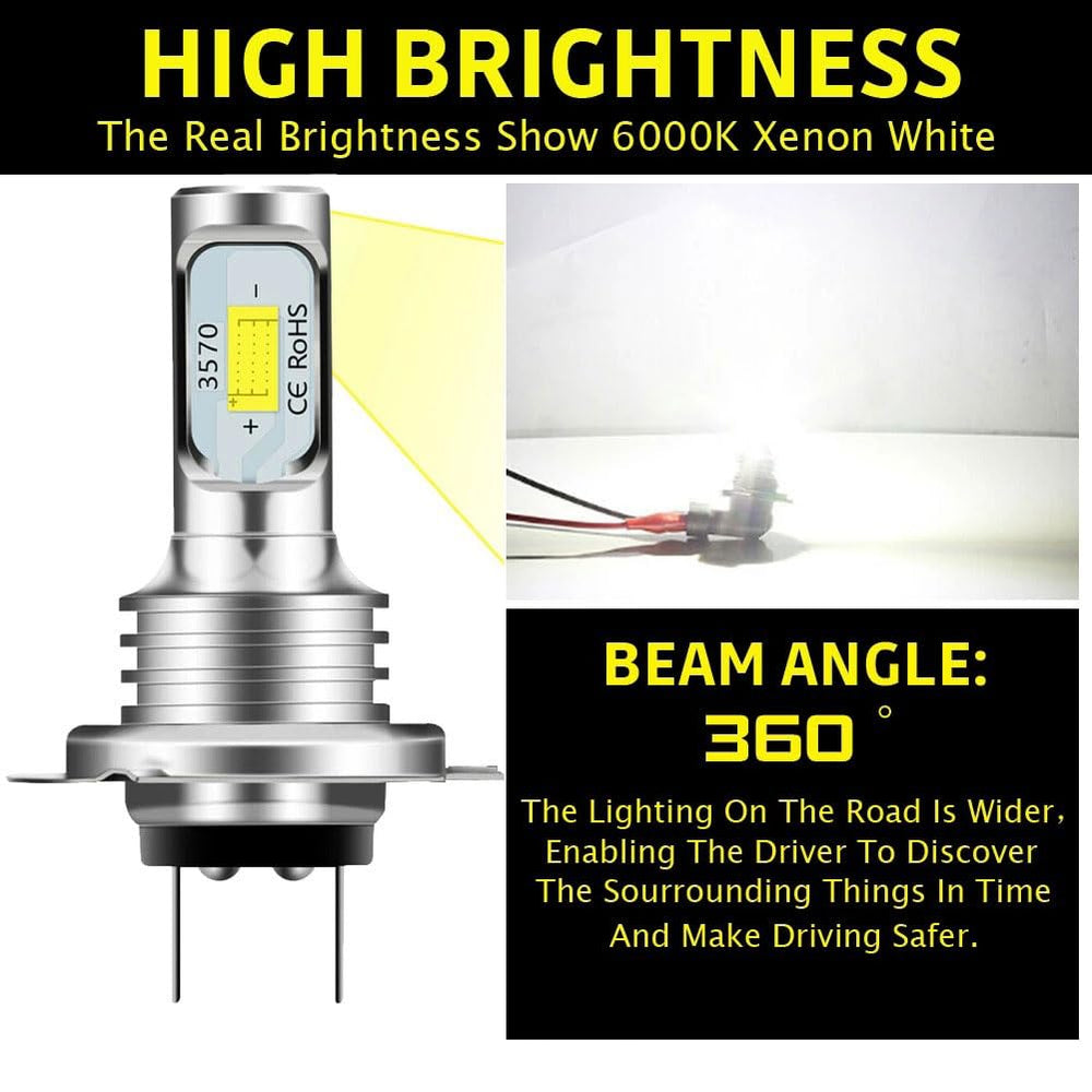 Edearkar H7 LED bulbs installed in a vehicle for plug-and-play replacement.