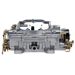 Edelbrock AVS2 1906 top view highlighting satin finish and four-barrel layout for street use