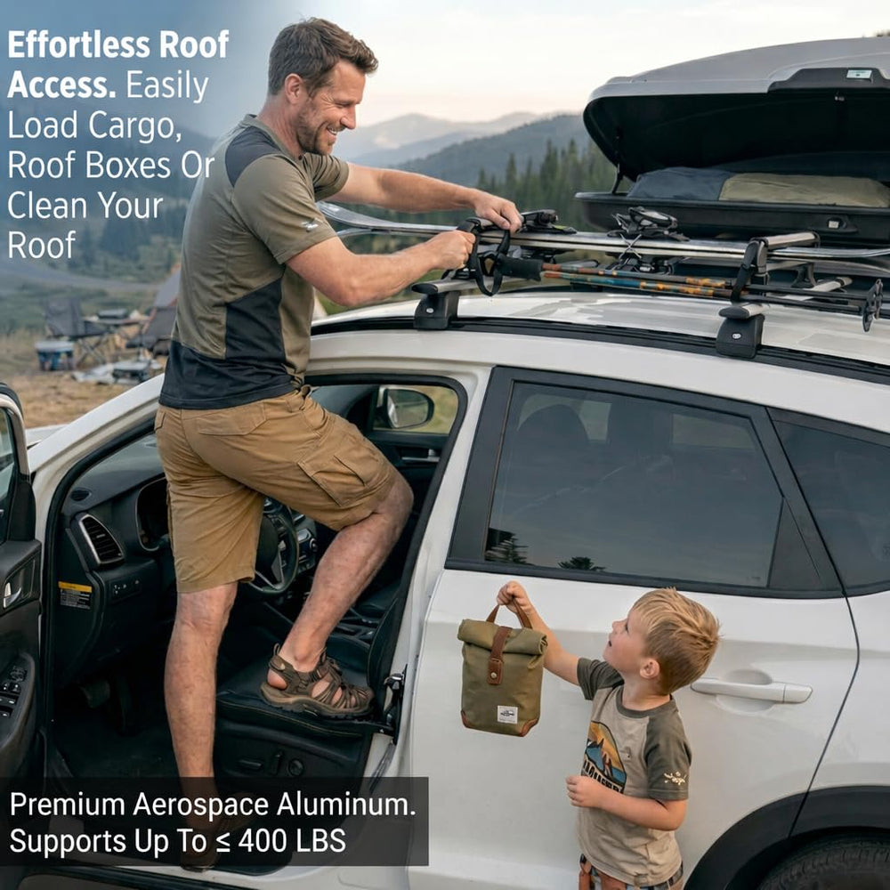 EENEXA car door step showing multi-angle adjustment for stable footing.