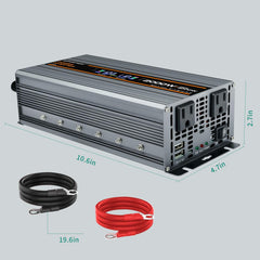 EFFORTWAY 2000W inverter packaging includes manual and cables for setup.