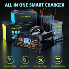 EffortWay 25A charger handles 12V LiFePO4 safely for maintenance.