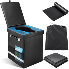 Eglotes XL portable toilet lid open for quick setup and comfortable outdoor seating