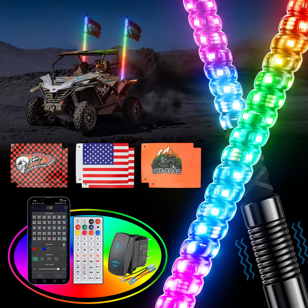 Ehaho 2pcs 5ft whip lights base assembly for rugged UTV use
