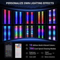 Ehaho LED whip lights with bright colors for daytime visibility and night rides