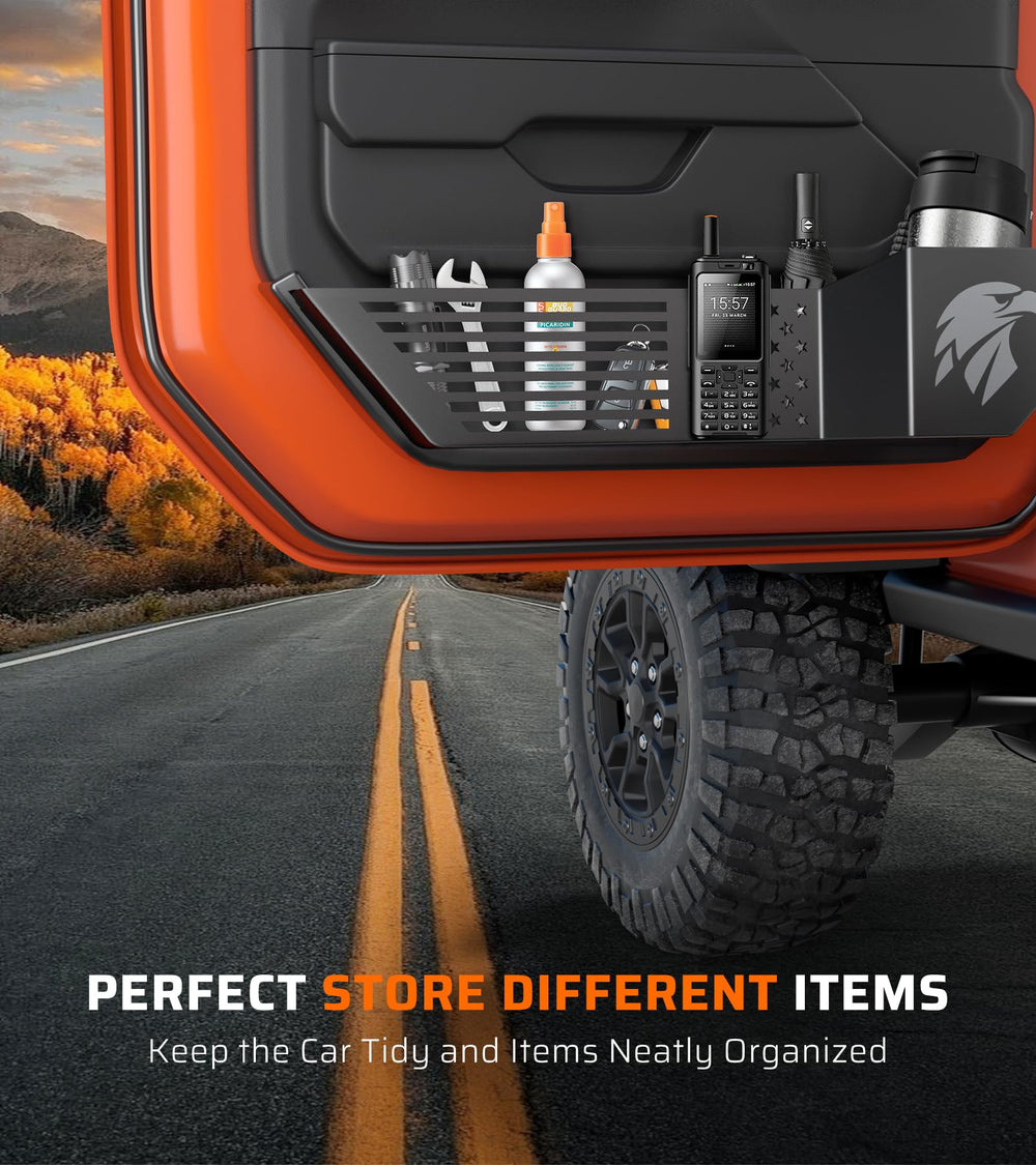 Ehaho No-Drill Install Front Door Pocket allows quick, tool-free mounting.