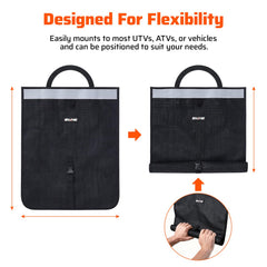 Ehaho UTV Mesh Trash Bag magnetic closure enabling quick, tidy trash disposal.