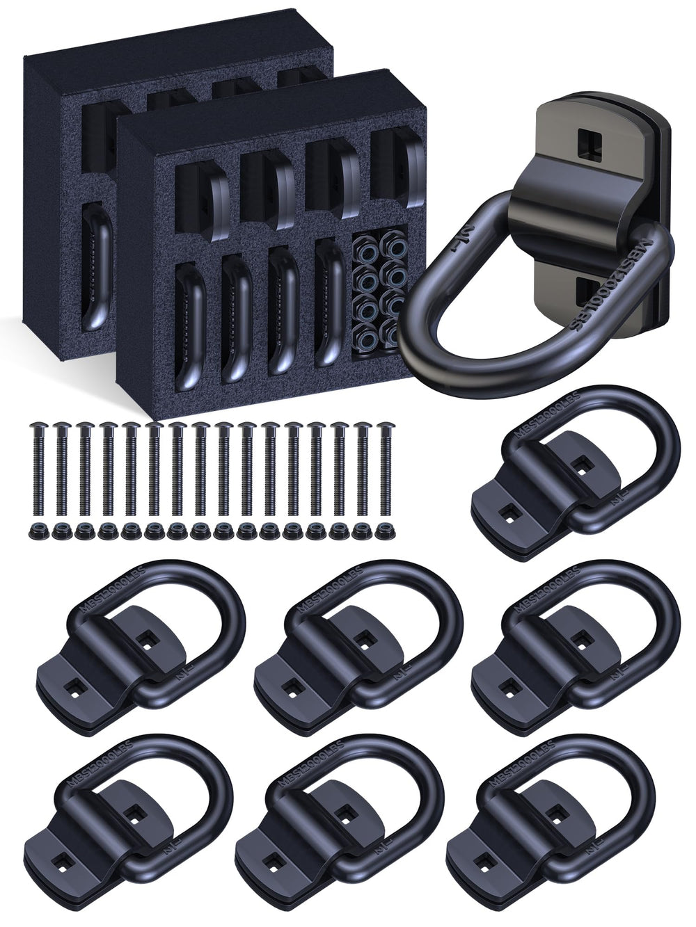 EilxMag bolt-on plate D-ring anchors secure trailer cargo.