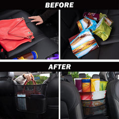 Eing car seat back organizer installation-view shows simple, secure setup.