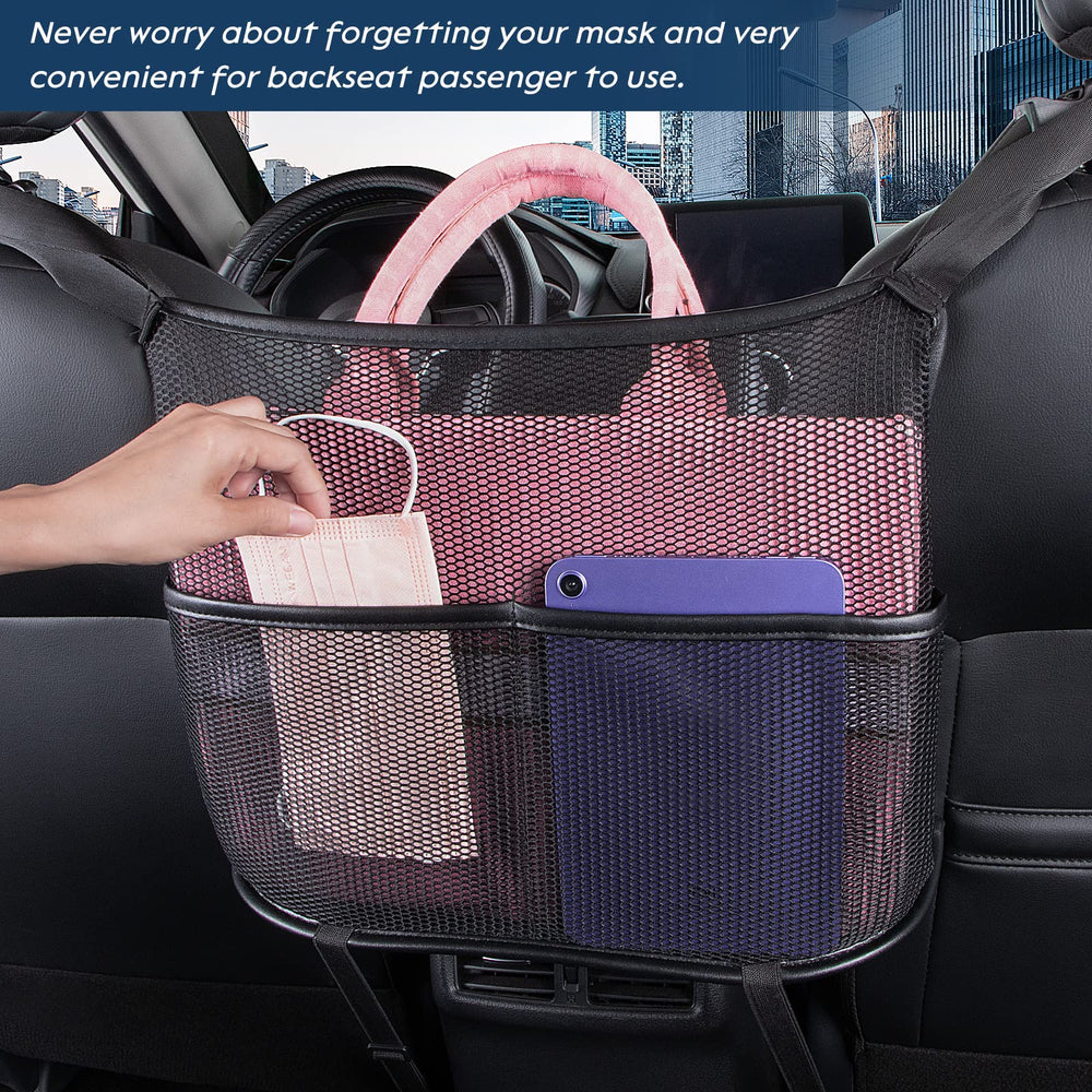 Eing car seat back organizer umbrella-pocket handy during rainy trips.