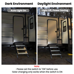 EJYTRVT dusk-to-dawn sensor lights the stairs automatically for hands-free safety.