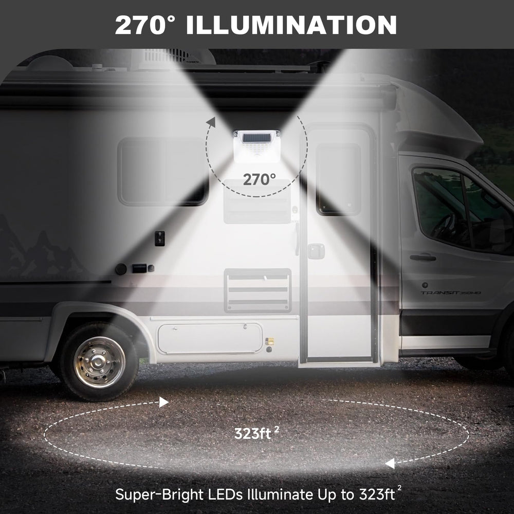 EJYTRVT solar light with 270 degree coverage for broad outdoor illumination