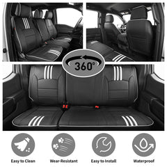 EKR black with white trim faux leather seat cover enhances interior style.