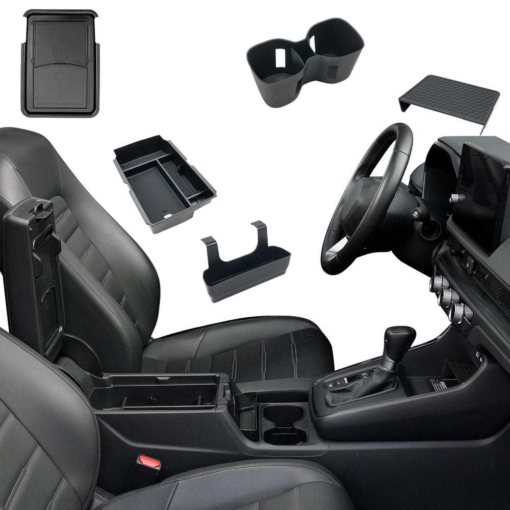 ELECFRESH center-console armrest drawer keeps essentials neatly organized.