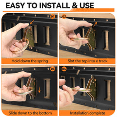 Installation guide shows quick mounting on wood or metal
