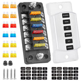 ELECTOP 6-way fuse box with cover for organized circuits and splash protection.
