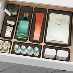 ElegantArray black finish drawer organizer adds a sleek, tidy look.