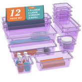 ElegantArray 12-piece drawer organizer in purple for neat vanity storage.