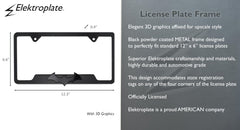 Elektroplate Batman frame installed on standard license plate with quick screwdriver installation.