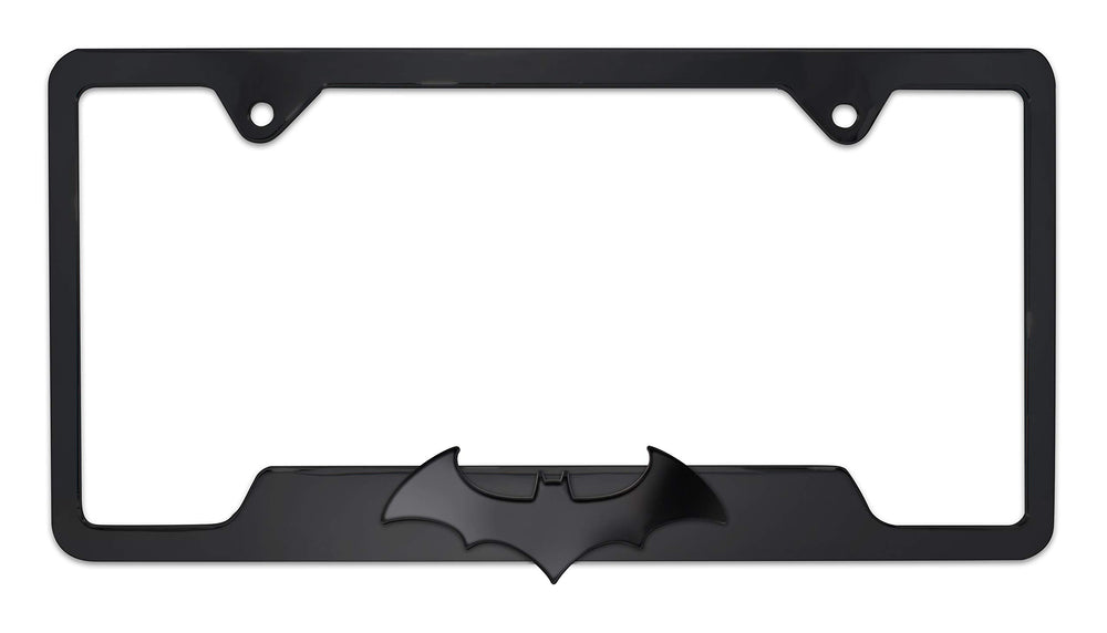 Elektroplate Batman license frame front view highlights bold 3D design and durable metal.