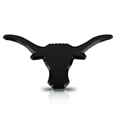 Elektroplate UT Longhorn black emblem front view highlights a durable, weather-resistant car decor