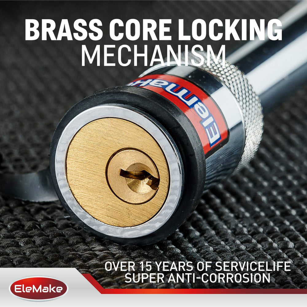 Elemake trailer hitch lock extended length three-and-a-half inches fits multiple receivers.