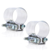 The eLifecenter 3-inch exhaust clamp front view shows a secure, leak-free joint.