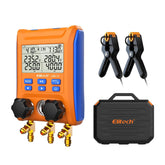Elitech LMG-10 digital manifold display shows real-time pressure readings for fast diagnostics.