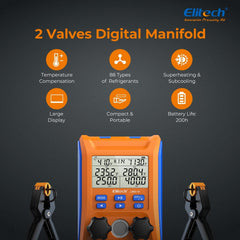 Elitech LMG-10 thermometer clamps provide accurate temperature readings during service.