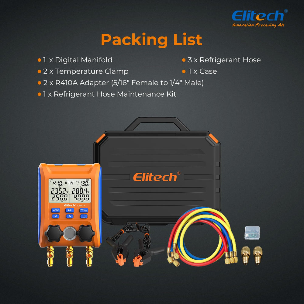 Elitech LMG-10Plus compact case and included accessories for transport.