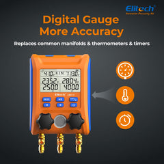 Elitech LMG-10Plus pressure dial close-up showing legible digits.