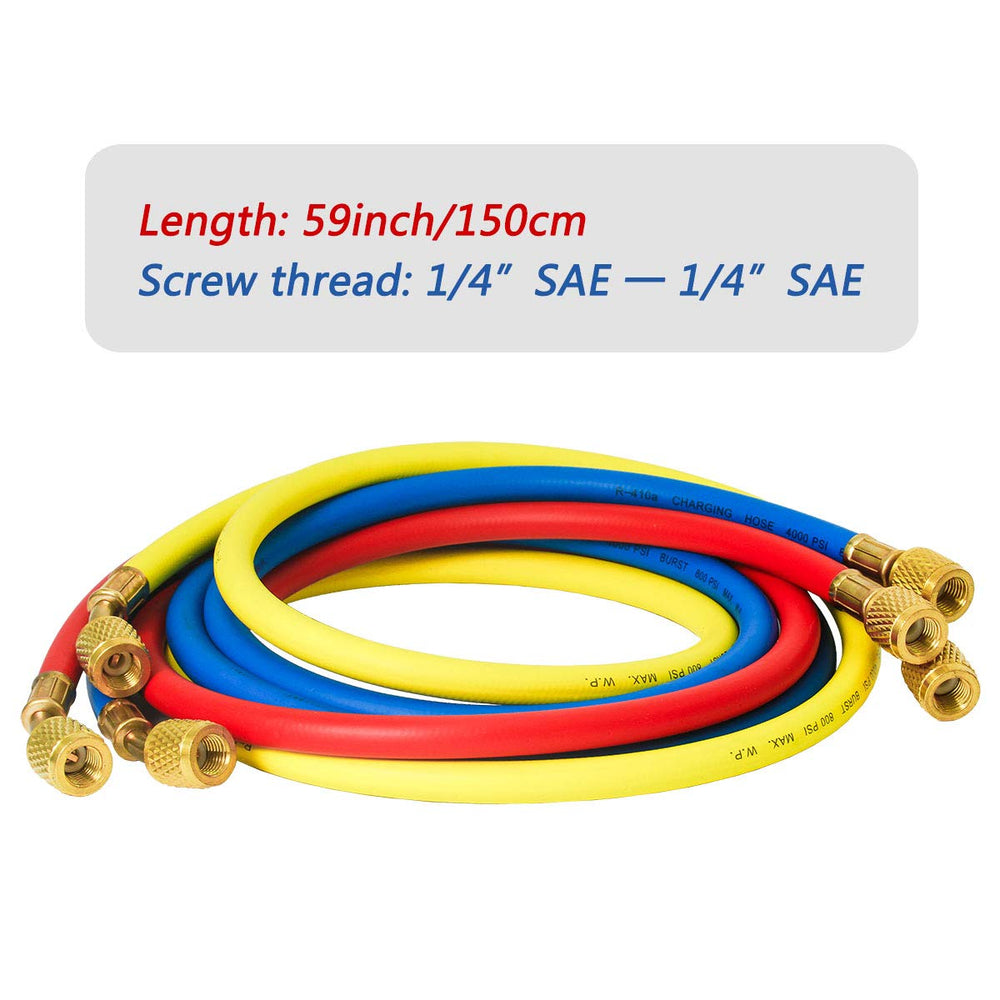 Elitech refrigerant hose yellow 59in for quick HVAC system testing.