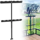 ELITEWILL Landscape Hand Tool Rack mounted on a trailer for secure shovels and rakes.