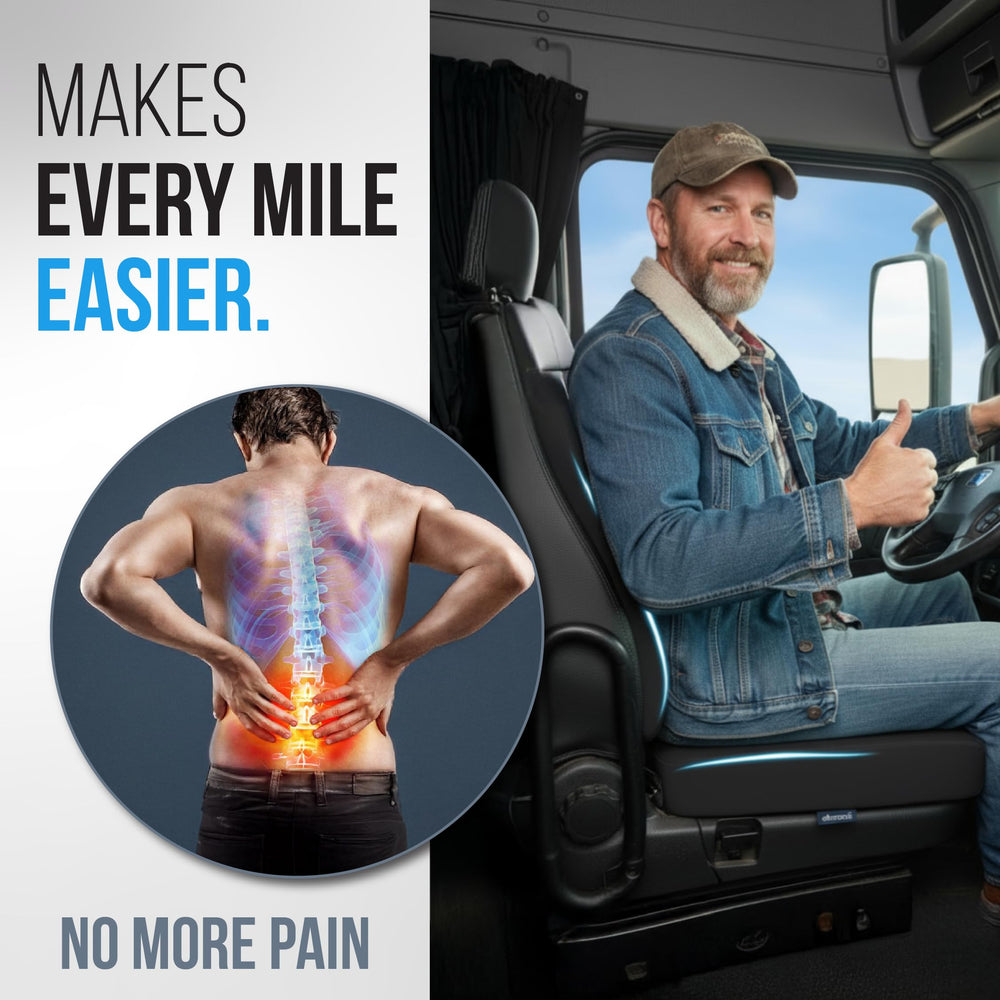 Elmara neurofoam technology cushion shows contouring comfort for immediate relief on the road.