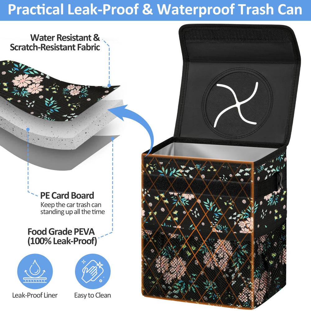 Insulated 2-gallon car trash bin doubles as a cooler and storage solution.