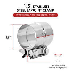 ELSHINE stainless steel exhaust band clamp 2pcs offers durable, corrosion-resistant connection