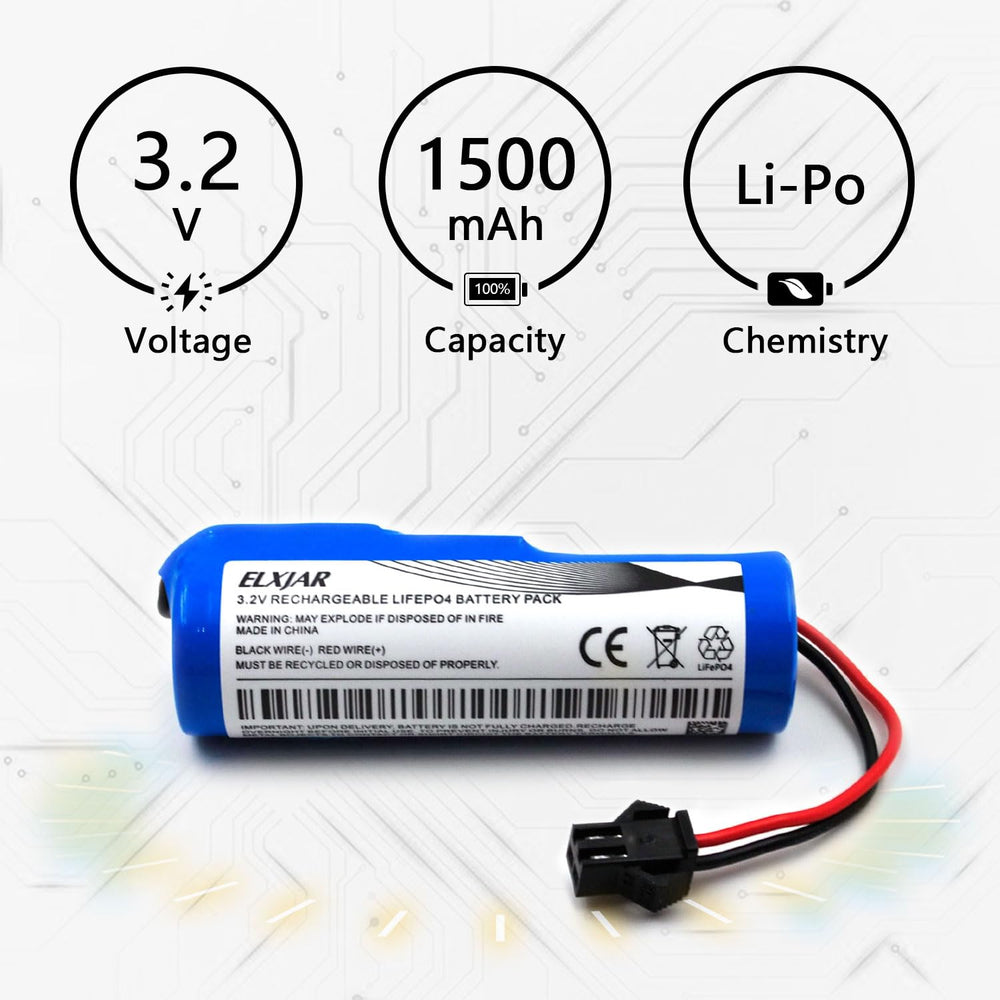 Elxjarcell compact, lightweight battery pack fits easily into solar lamps.