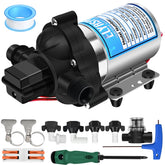 Elyaspedy RV pump front view highlights compact footprint for tight spaces.