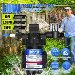 Elyaspedy self-priming diaphragm RV pump supports quiet operation on camping trips.