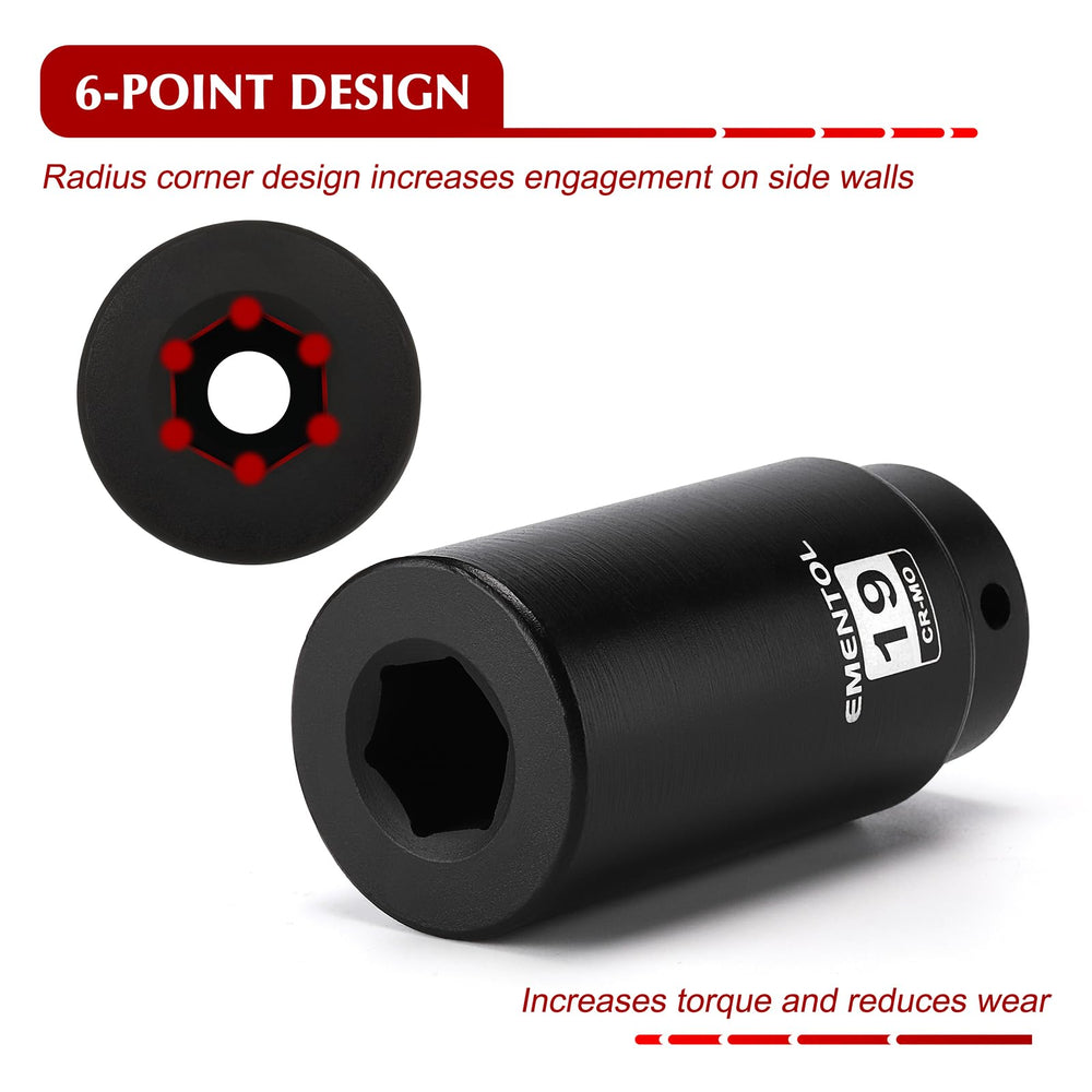 EMENTOL six-point design provides stronger grip on stubborn bolts