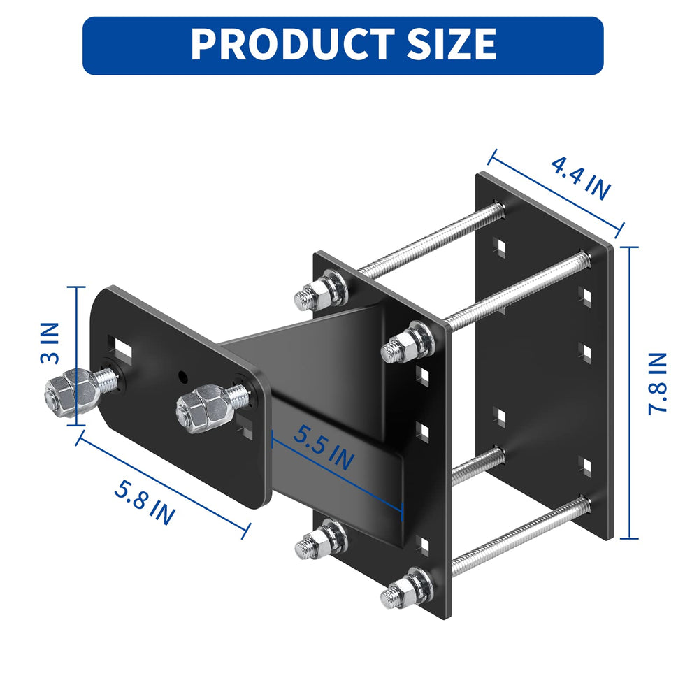 Emeroll spare tire carrier close-up with heavy-duty welded-tube construction for durability.