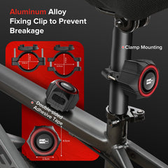 eMjollRay alarm installation steps show bracket and pad setup