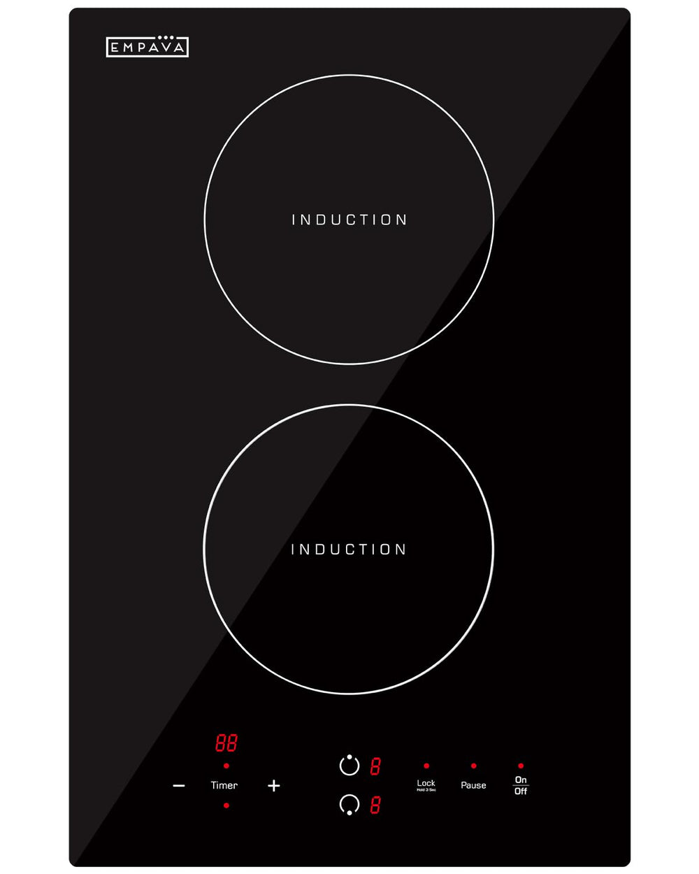 Empava 2-burner induction cooktop front view shows compact power for tight kitchens