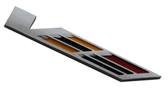 Empushco trunk lid sticker close-up with chrome 3D badge