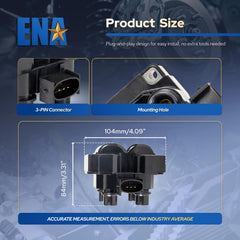 ENA 2.3L-4.6L coil pack — packaging insert mentions 1-year warranty