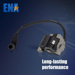 ENA 21171-0743 coil pack on engine demonstrates compatibility with Kawasaki mowers