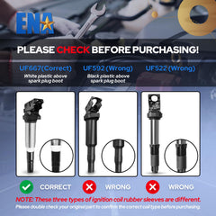 BMW compatibility chart for ENA coil pack shows supported models.